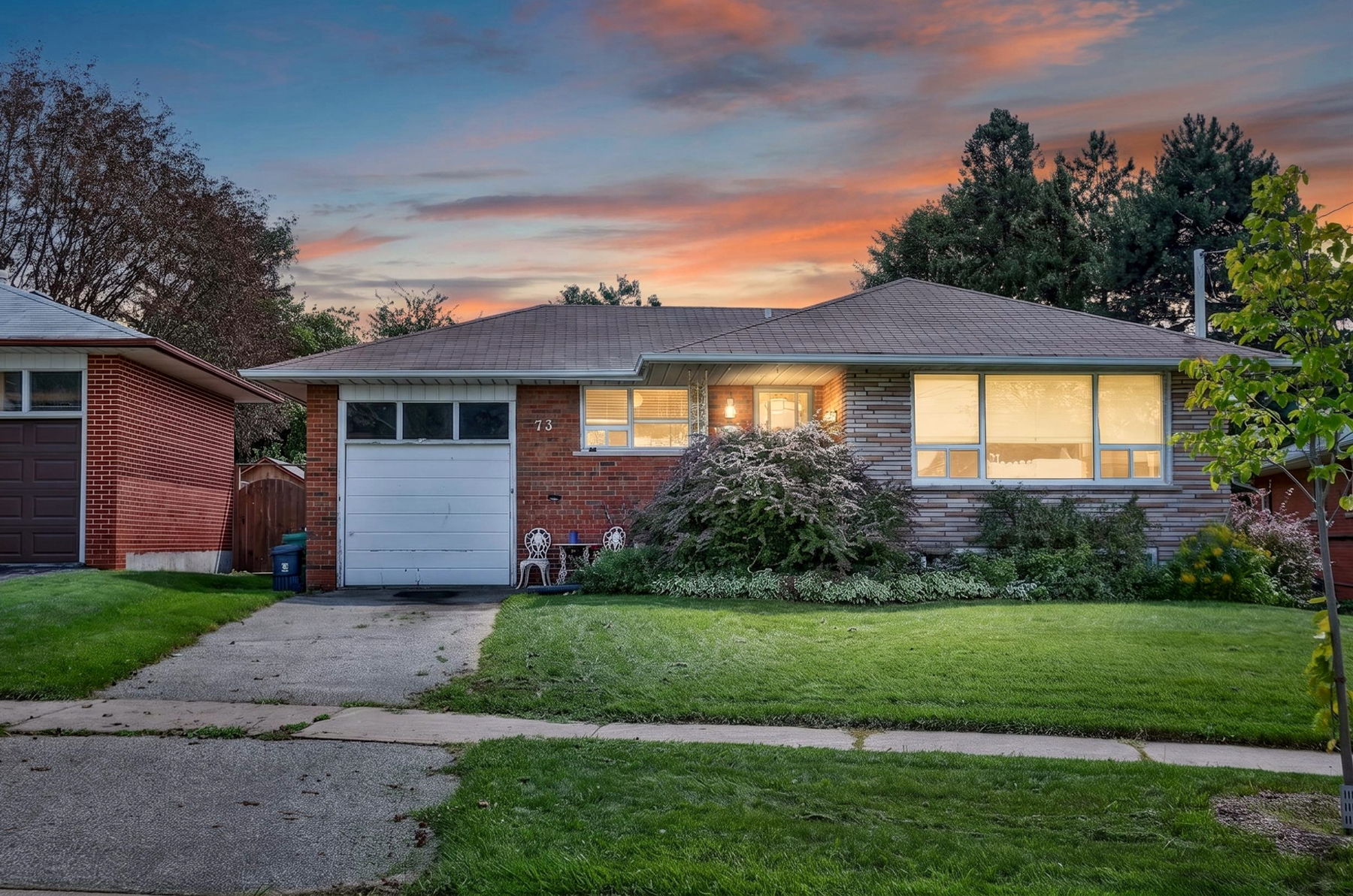 73 Castlegrove Blvd — Front Exterior at Dusk